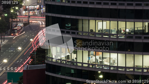 Image of Office building in evening lights