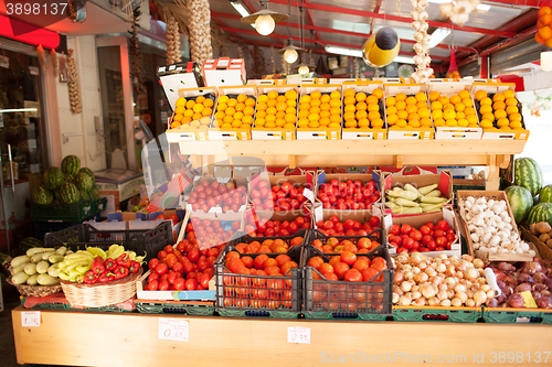 Image of Colorful Fresh Produce on Display in Food Market