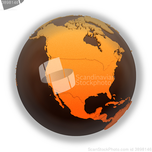 Image of North America on chocolate Earth