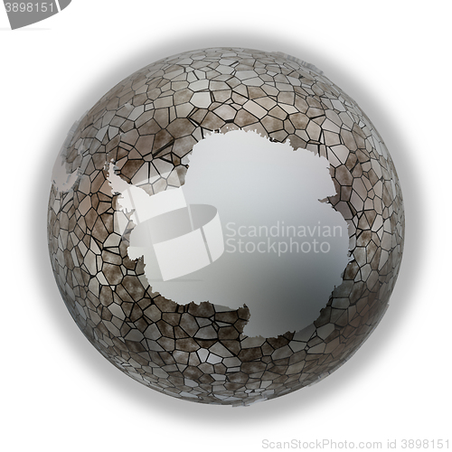 Image of Antarctica on metallic Earth