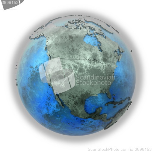 Image of North America on marble planet Earth