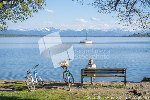 Image of woman having a rest at Starnberg lake