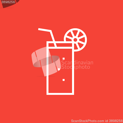 Image of Glass with drinking straw line icon.