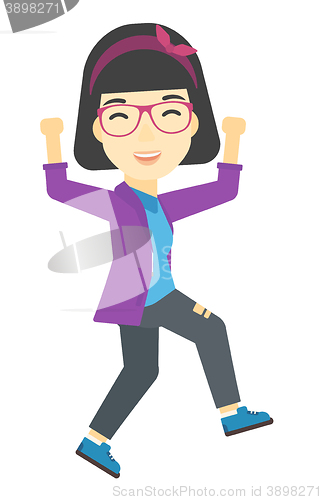 Image of Successful business woman running