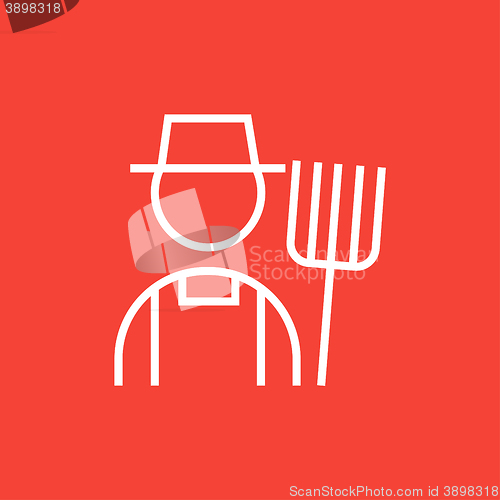 Image of Farmer with pitchfork line icon.