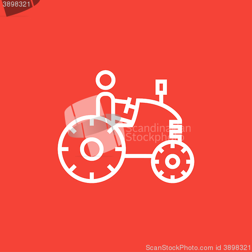 Image of Man driving tractor line icon.