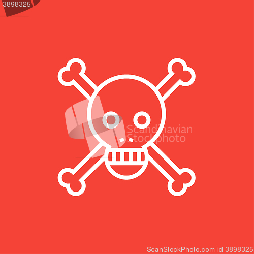 Image of Skull and cross bones line icon.