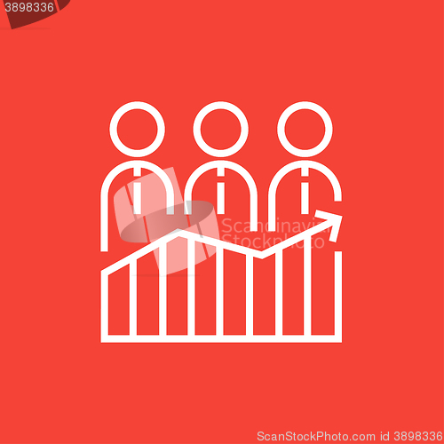 Image of Businessmen standing on profit graph line icon.