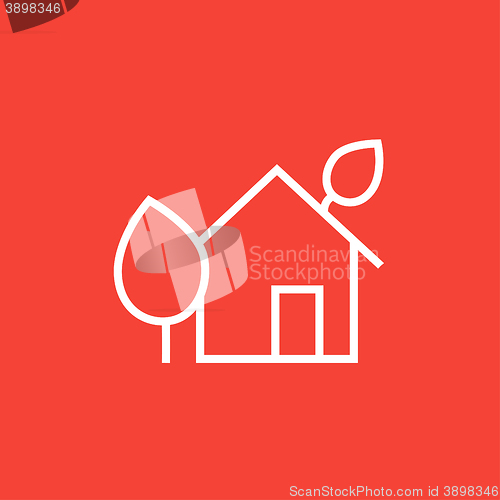 Image of Eco-friendly house line icon.