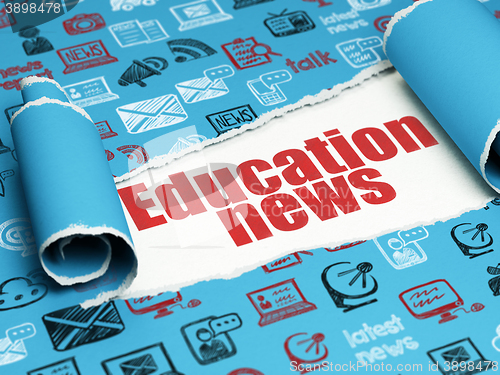 Image of News concept: red text Education News under the piece of  torn paper