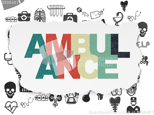 Image of Health concept: Ambulance on Torn Paper background