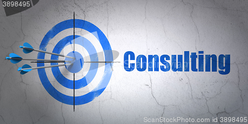 Image of Finance concept: target and Consulting on wall background
