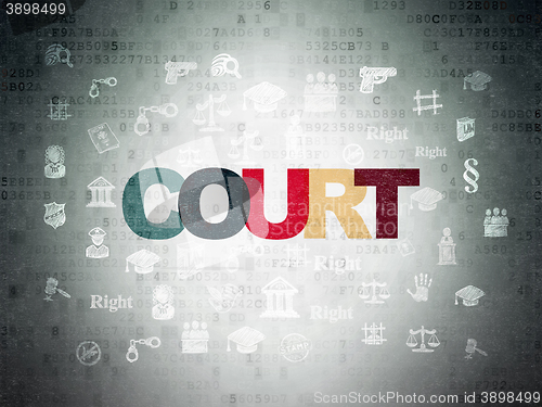 Image of Law concept: Court on Digital Data Paper background