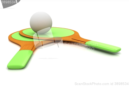 Image of Rackets for playing table tennis. 3D rendering