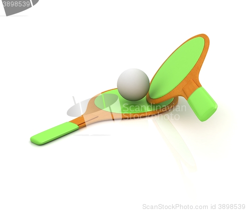 Image of Rackets for playing table tennis. 3D rendering