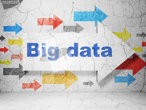 Image of Data concept: arrow with Big Data on grunge wall background