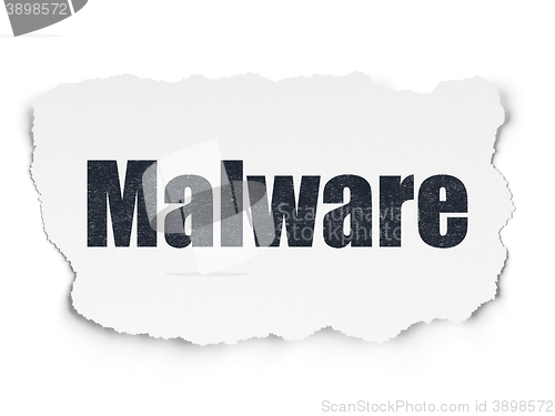 Image of Safety concept: Malware on Torn Paper background