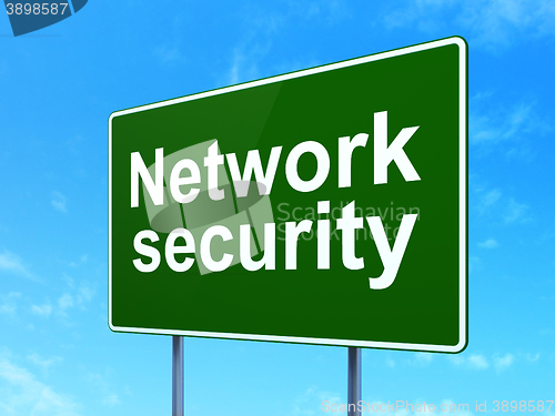 Image of Security concept: Network Security on road sign background