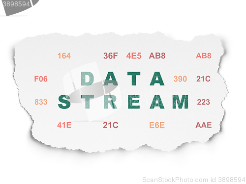 Image of Data concept: Data Stream on Torn Paper background