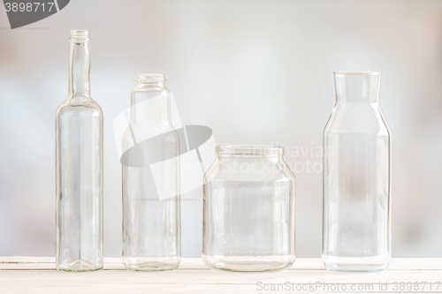 Image of Glass bottles on a row