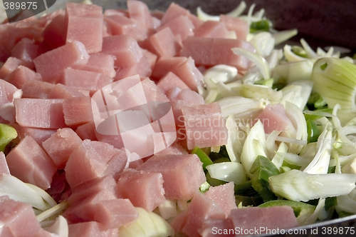 Image of Ham with onion and pepper