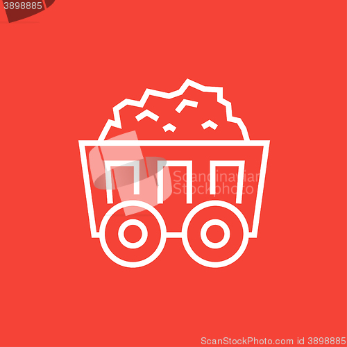 Image of Mining coal cart line icon.