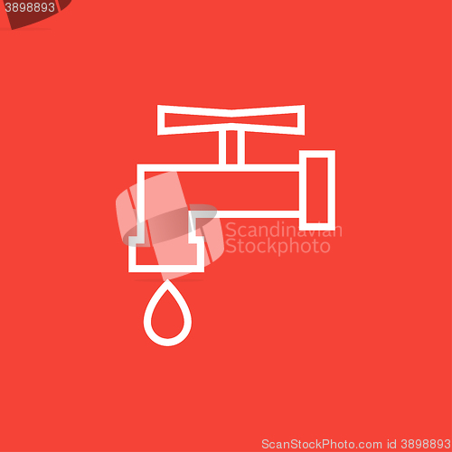 Image of Faucet with water drop line icon.