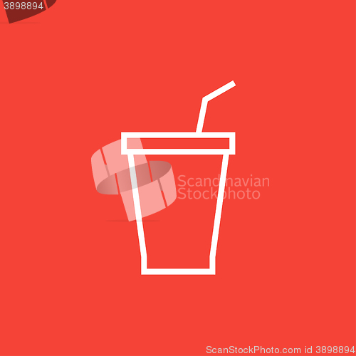 Image of Disposable cup with drinking straw line icon.