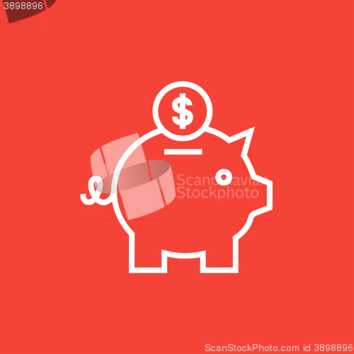 Image of Piggy bank with dollar coin line icon.