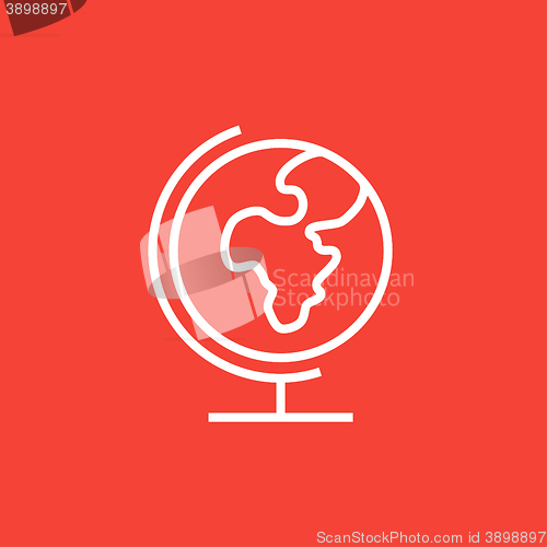 Image of World globe on stand line icon.