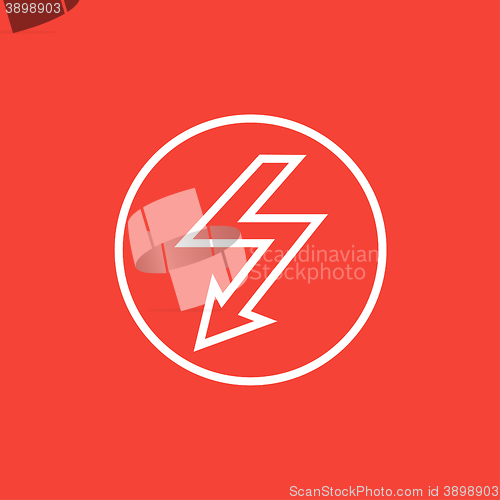 Image of Lightning arrow downward line icon.