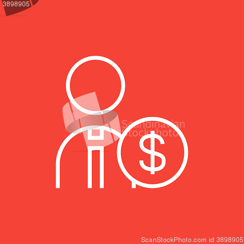 Image of Man with dollar sign line icon.