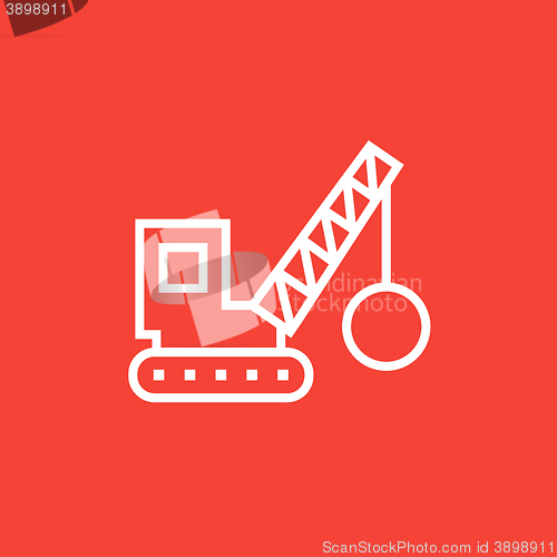 Image of Demolition crane line icon.