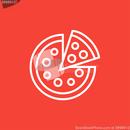 Image of Whole pizza with slice line icon.