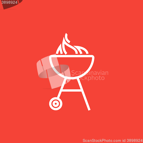 Image of Kettle barbecue grill line icon.