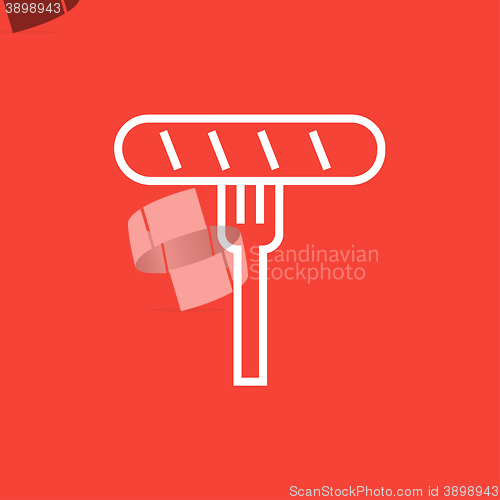 Image of Sausage on fork line icon.