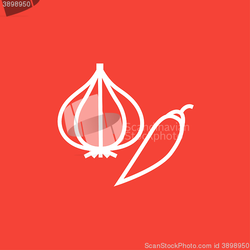 Image of Garlic and chilli line icon.