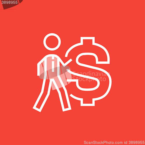 Image of Businessman with big dollar symbol line icon.