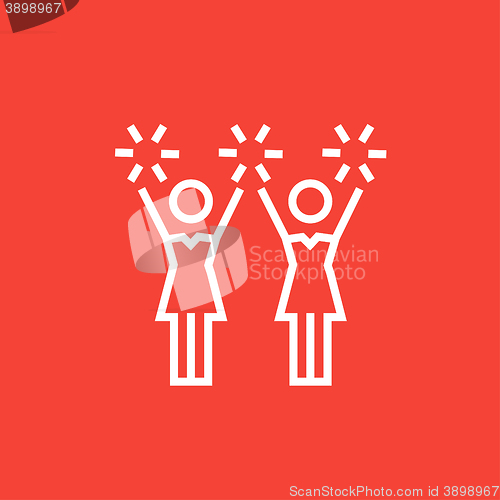 Image of Cheerleaders line icon.