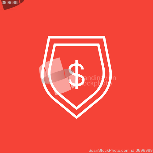 Image of Shield with dollar symbol line icon.