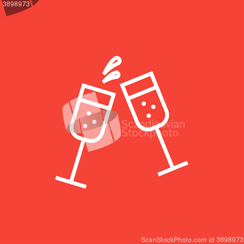 Image of Two glasses of champaign line icon.