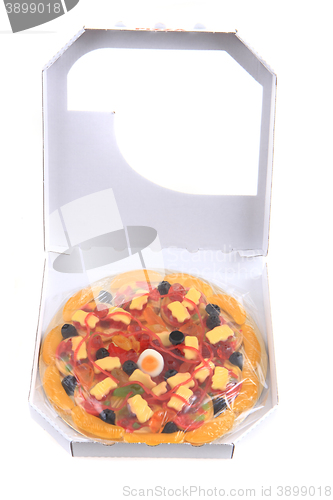 Image of color jelly candies as pizza 