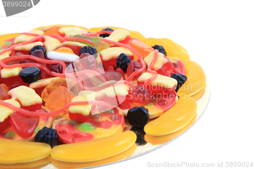 Image of color jelly candies as pizza 