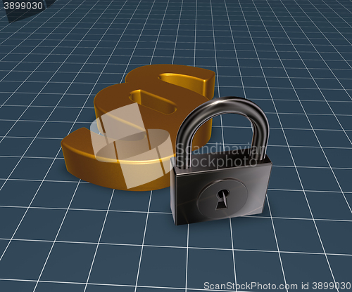 Image of paragraph symbol and padlock - 3d rendering