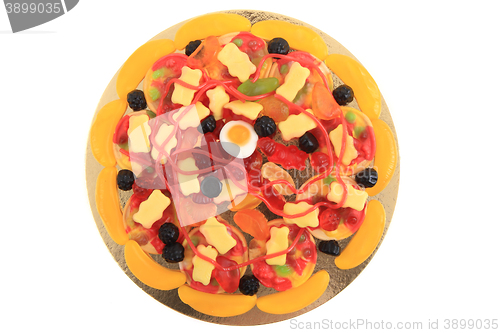 Image of color jelly candies as pizza 