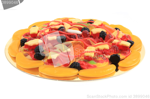 Image of color jelly candies as pizza 