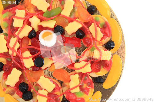 Image of color jelly candies as pizza 