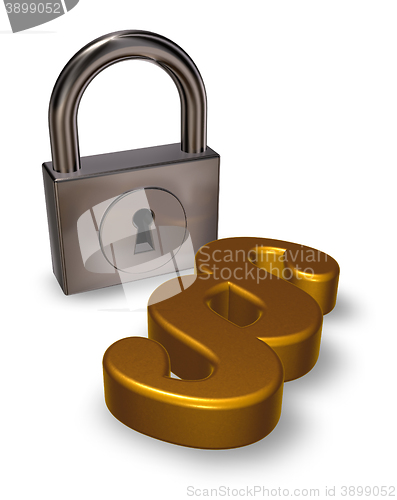 Image of paragraph symbol and padlock - 3d rendering