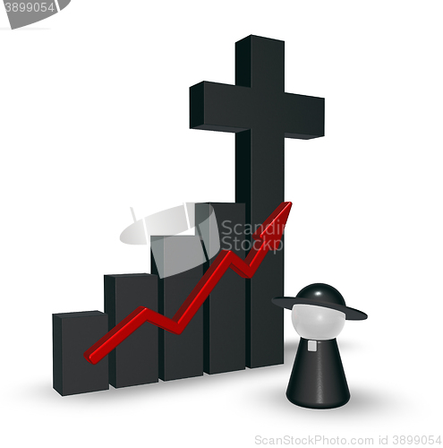 Image of business graph with christian cross - 3d rendering