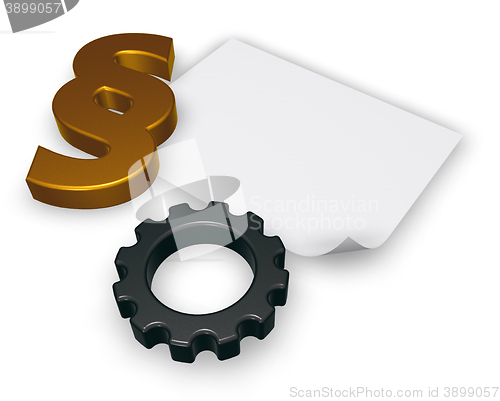 Image of cogwheel and paragraph symbol - 3d rendering